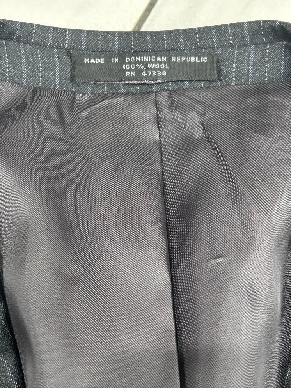 Jones New York Mens Size 46L Dark Blue Gray Pinstripe Wool Sport Coat Blazer
